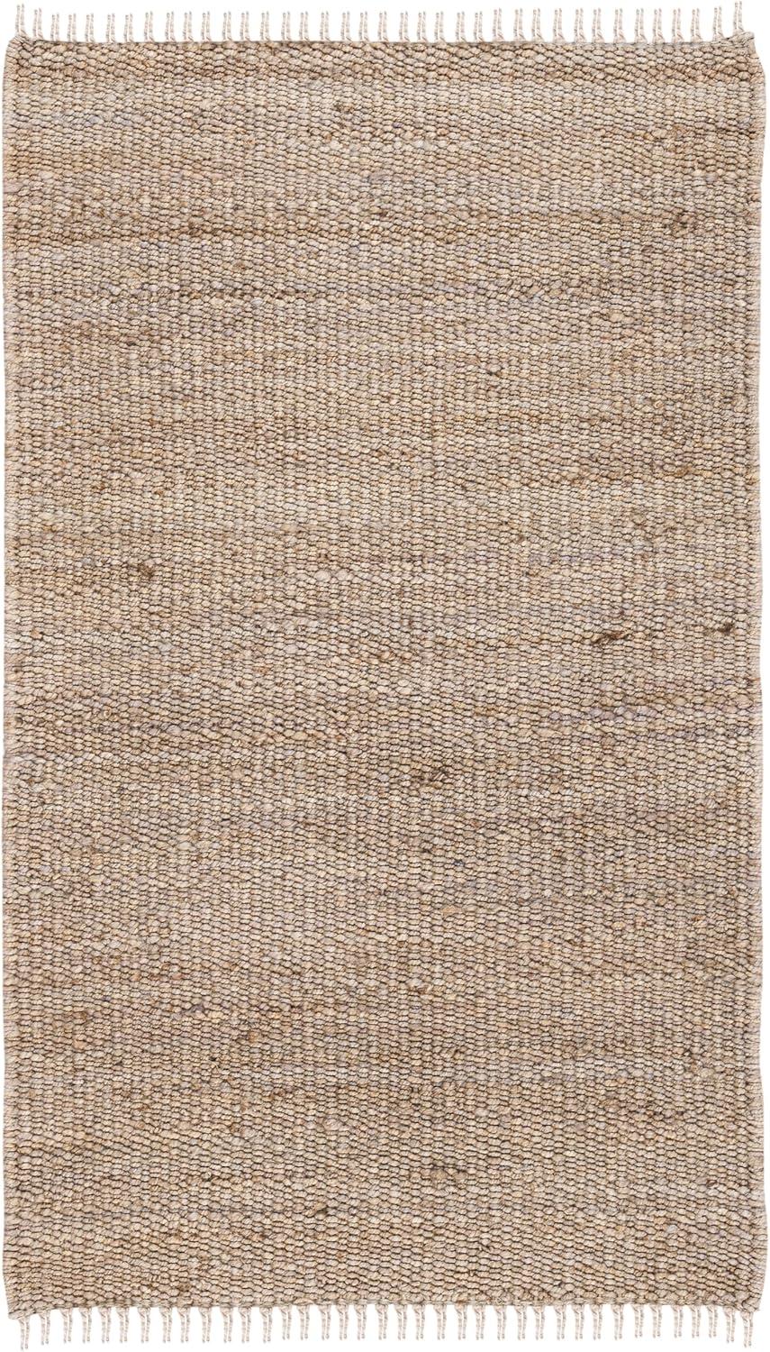image:imageSAFAVIEH Natural Fiber Collection Area Rug 8 x 10 Blue Handmade Boho Fringe Woven Jute Ideal for High Traffic Areas in Living Room Bedroom NF368EGrey