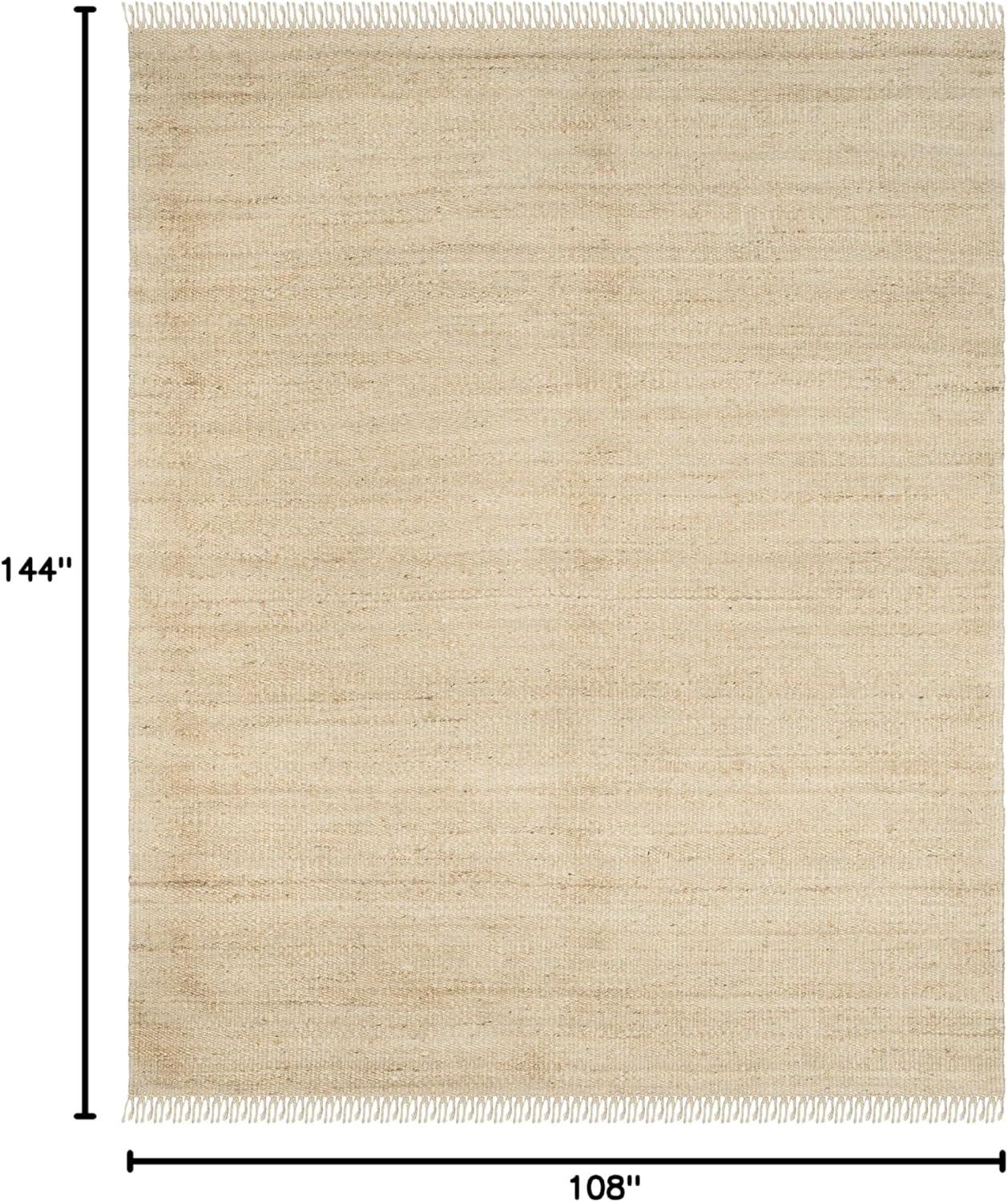 image:imageSAFAVIEH Natural Fiber Collection Area Rug 8 x 10 Blue Handmade Boho Fringe Woven Jute Ideal for High Traffic Areas in Living Room Bedroom NF368EIvory