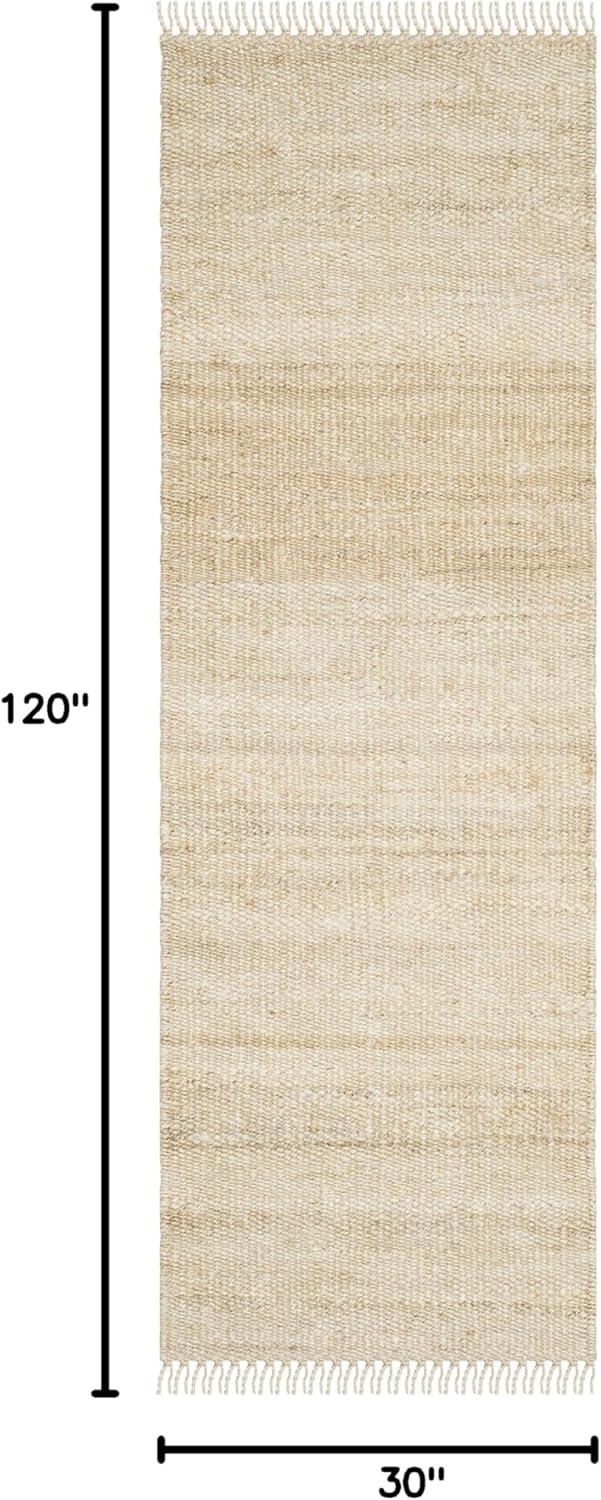 image:imageSAFAVIEH Natural Fiber Collection Area Rug 8 x 10 Blue Handmade Boho Fringe Woven Jute Ideal for High Traffic Areas in Living Room Bedroom NF368EIvory
