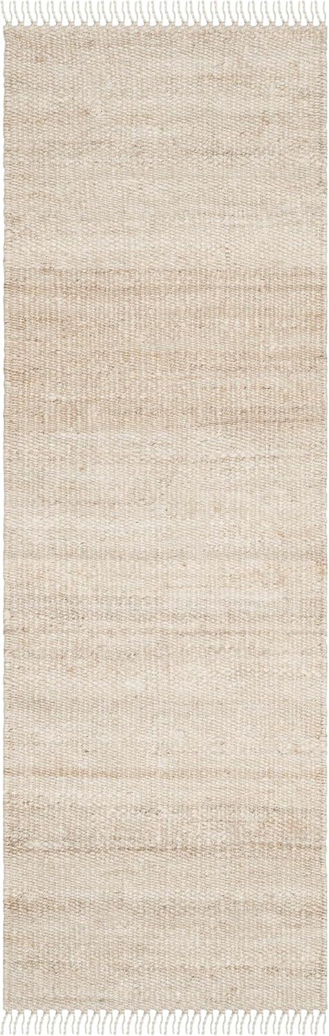 image:imageSAFAVIEH Natural Fiber Collection Area Rug 8 x 10 Blue Handmade Boho Fringe Woven Jute Ideal for High Traffic Areas in Living Room Bedroom NF368EIvory