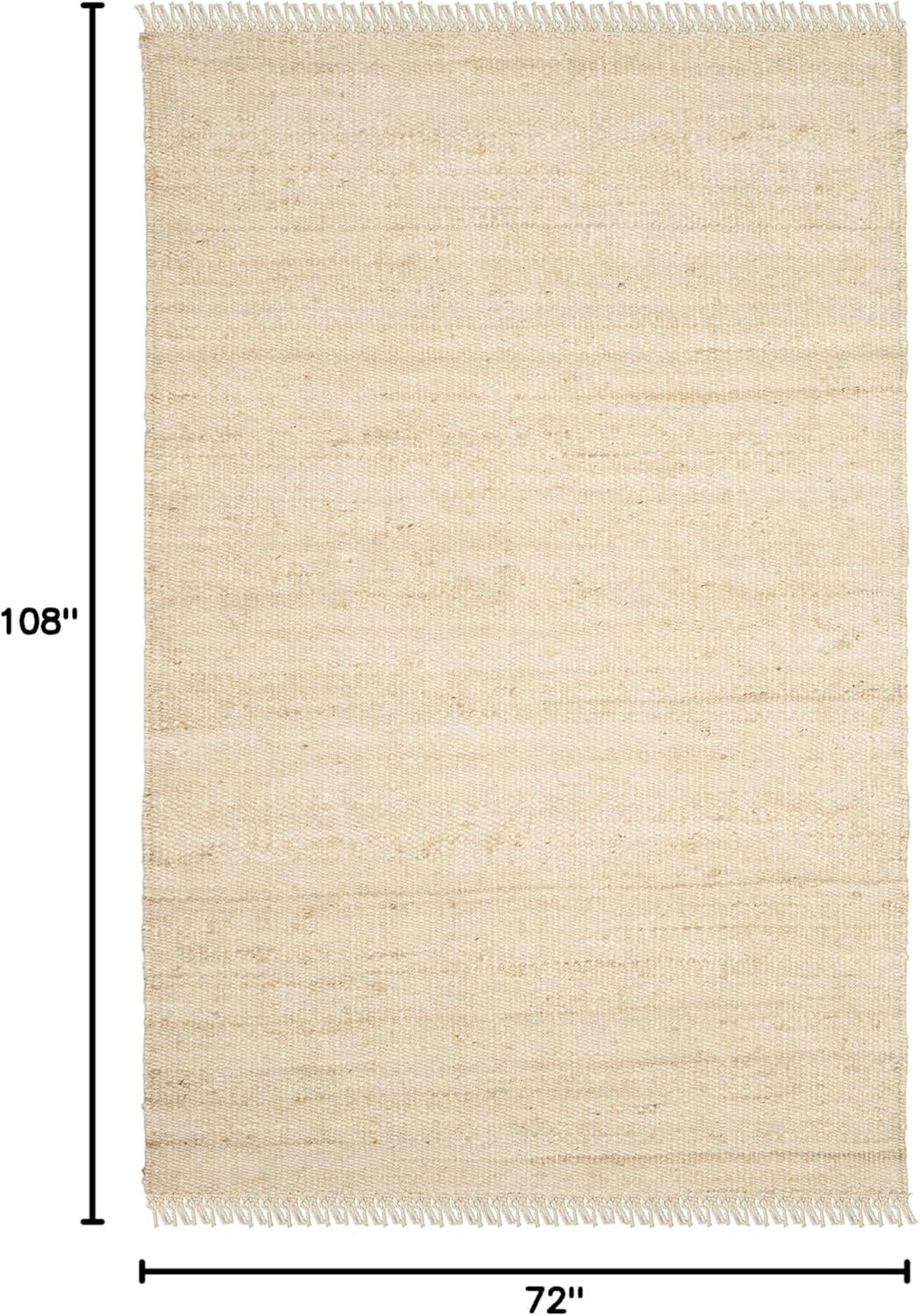 image:imageSAFAVIEH Natural Fiber Collection Area Rug 8 x 10 Blue Handmade Boho Fringe Woven Jute Ideal for High Traffic Areas in Living Room Bedroom NF368EIvory