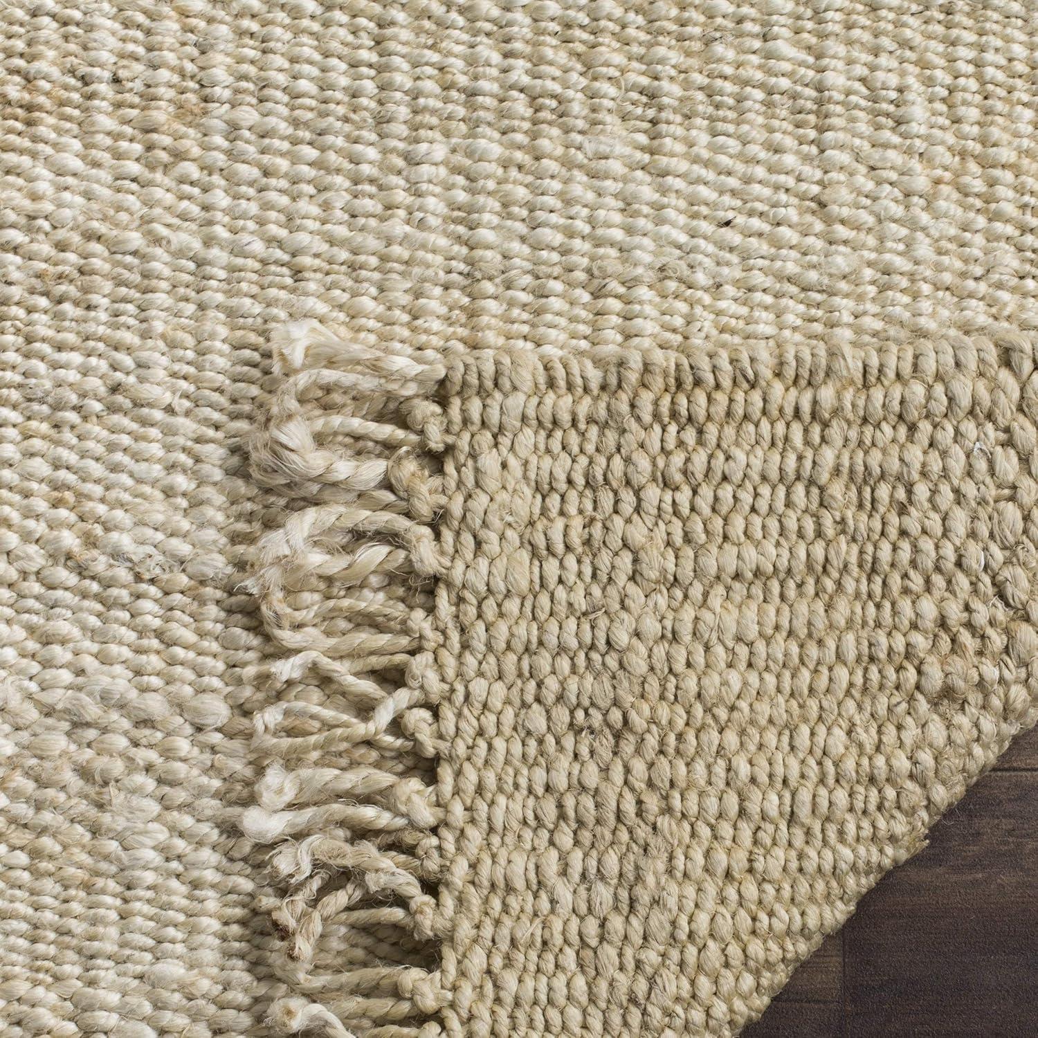 image:imageSAFAVIEH Natural Fiber Collection Area Rug 8 x 10 Blue Handmade Boho Fringe Woven Jute Ideal for High Traffic Areas in Living Room Bedroom NF368EIvory