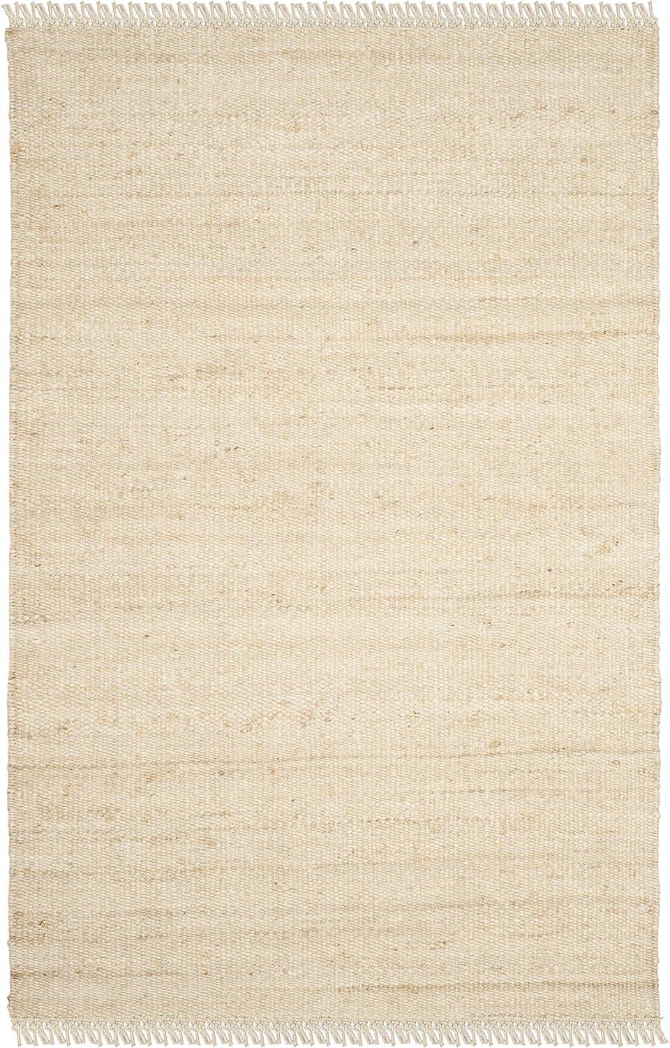 image:imageSAFAVIEH Natural Fiber Collection Area Rug 8 x 10 Blue Handmade Boho Fringe Woven Jute Ideal for High Traffic Areas in Living Room Bedroom NF368EIvory