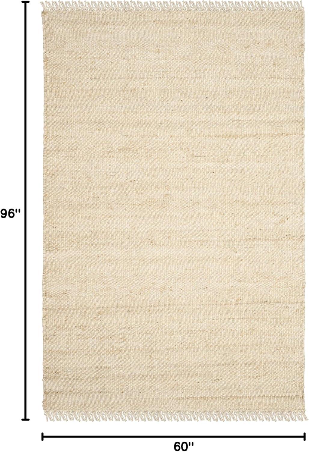 image:imageSAFAVIEH Natural Fiber Collection Area Rug 8 x 10 Blue Handmade Boho Fringe Woven Jute Ideal for High Traffic Areas in Living Room Bedroom NF368EIvory