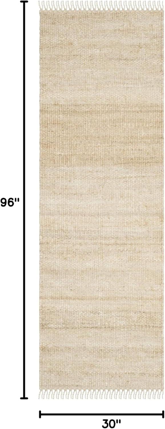 image:imageSAFAVIEH Natural Fiber Collection Area Rug 8 x 10 Blue Handmade Boho Fringe Woven Jute Ideal for High Traffic Areas in Living Room Bedroom NF368EIvory