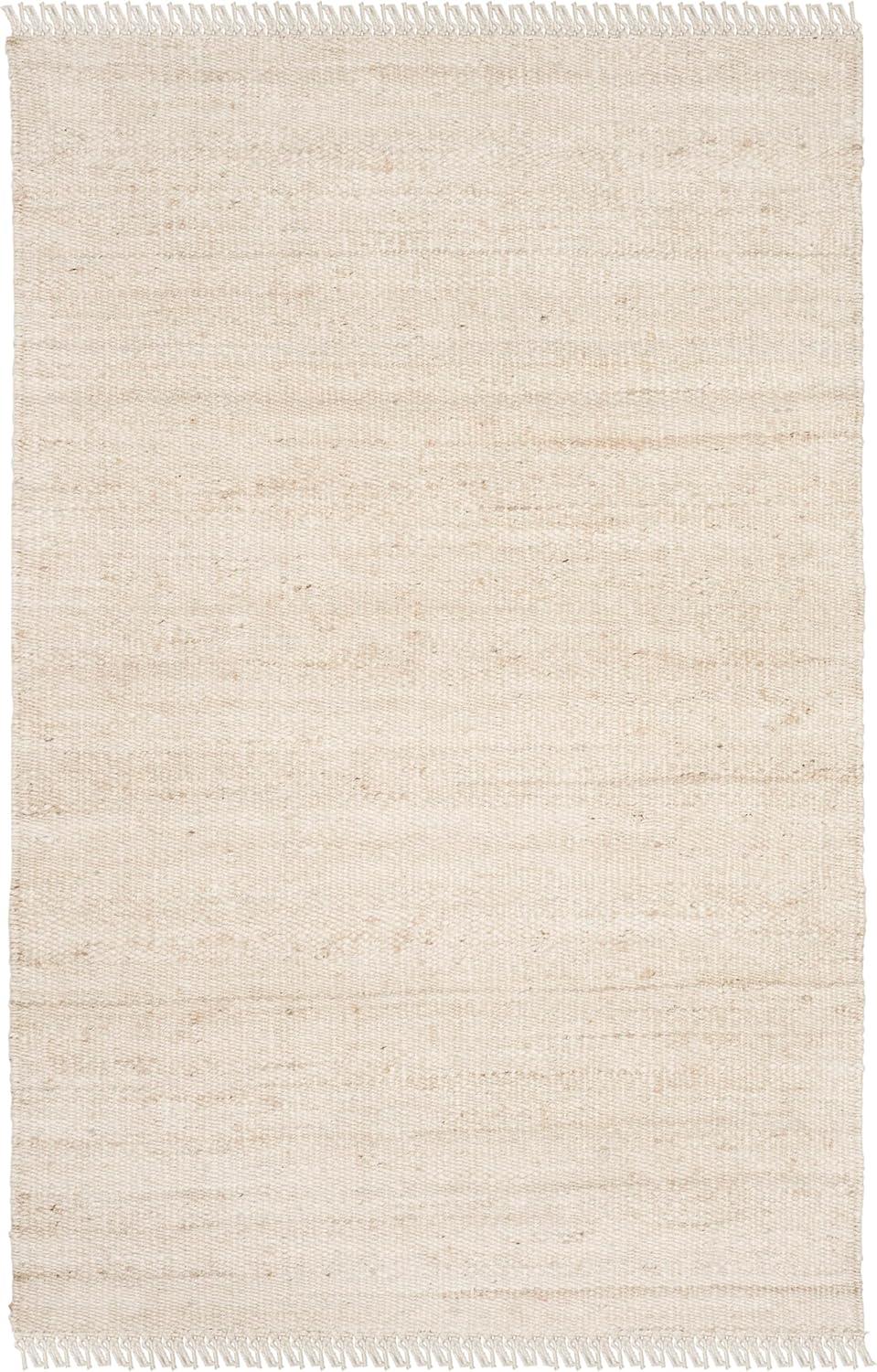 image:imageSAFAVIEH Natural Fiber Collection Area Rug 8 x 10 Blue Handmade Boho Fringe Woven Jute Ideal for High Traffic Areas in Living Room Bedroom NF368EIvory