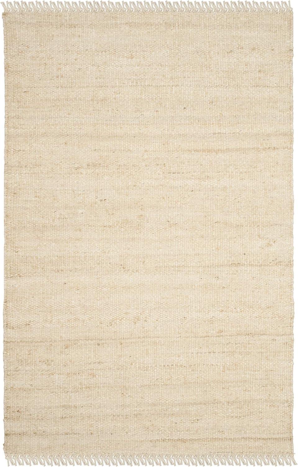 image:imageSAFAVIEH Natural Fiber Collection Area Rug 8 x 10 Blue Handmade Boho Fringe Woven Jute Ideal for High Traffic Areas in Living Room Bedroom NF368EIvory