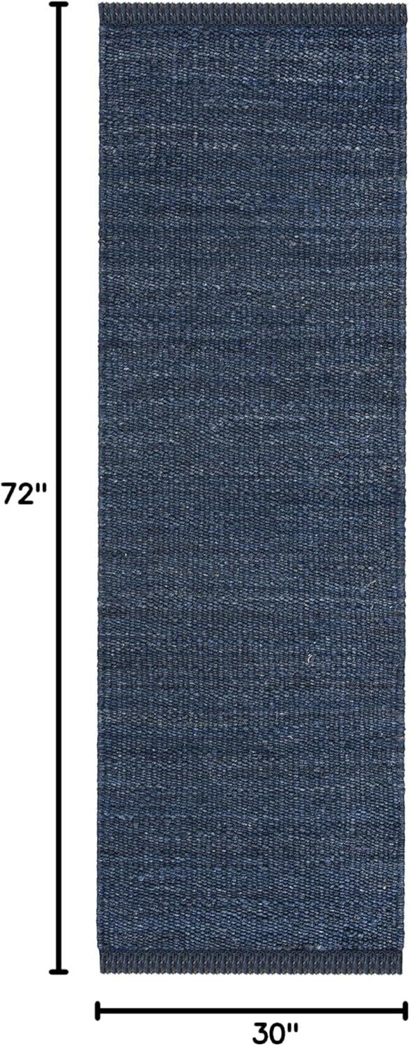 image:imageSAFAVIEH Natural Fiber Collection Area Rug 8 x 10 Blue Handmade Boho Fringe Woven Jute Ideal for High Traffic Areas in Living Room Bedroom NF368ENavy