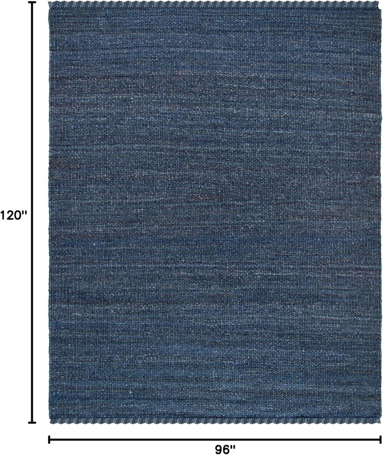 image:imageSAFAVIEH Natural Fiber Collection Area Rug 8 x 10 Blue Handmade Boho Fringe Woven Jute Ideal for High Traffic Areas in Living Room Bedroom NF368ENavy