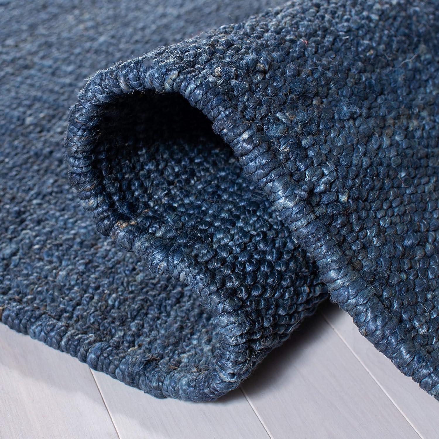 image:imageSAFAVIEH Natural Fiber Collection Area Rug 8 x 10 Blue Handmade Boho Fringe Woven Jute Ideal for High Traffic Areas in Living Room Bedroom NF368ENavy