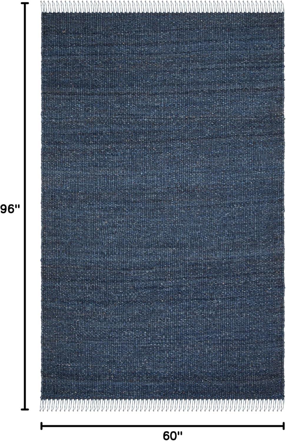 image:imageSAFAVIEH Natural Fiber Collection Area Rug 8 x 10 Blue Handmade Boho Fringe Woven Jute Ideal for High Traffic Areas in Living Room Bedroom NF368ENavy