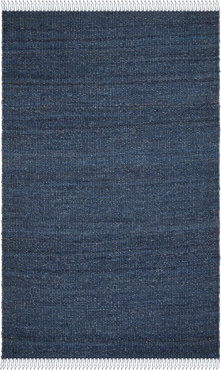 image:imageSAFAVIEH Natural Fiber Collection Area Rug 8 x 10 Blue Handmade Boho Fringe Woven Jute Ideal for High Traffic Areas in Living Room Bedroom NF368ENavy