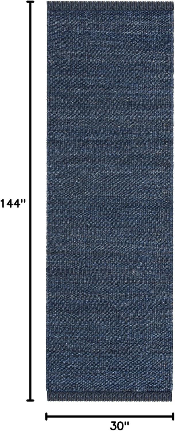image:imageSAFAVIEH Natural Fiber Collection Area Rug 8 x 10 Blue Handmade Boho Fringe Woven Jute Ideal for High Traffic Areas in Living Room Bedroom NF368ENavy