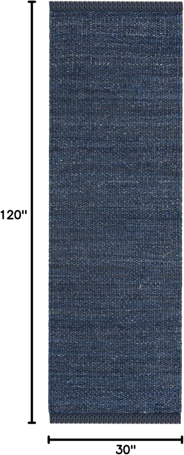 image:imageSAFAVIEH Natural Fiber Collection Area Rug 8 x 10 Blue Handmade Boho Fringe Woven Jute Ideal for High Traffic Areas in Living Room Bedroom NF368ENavy