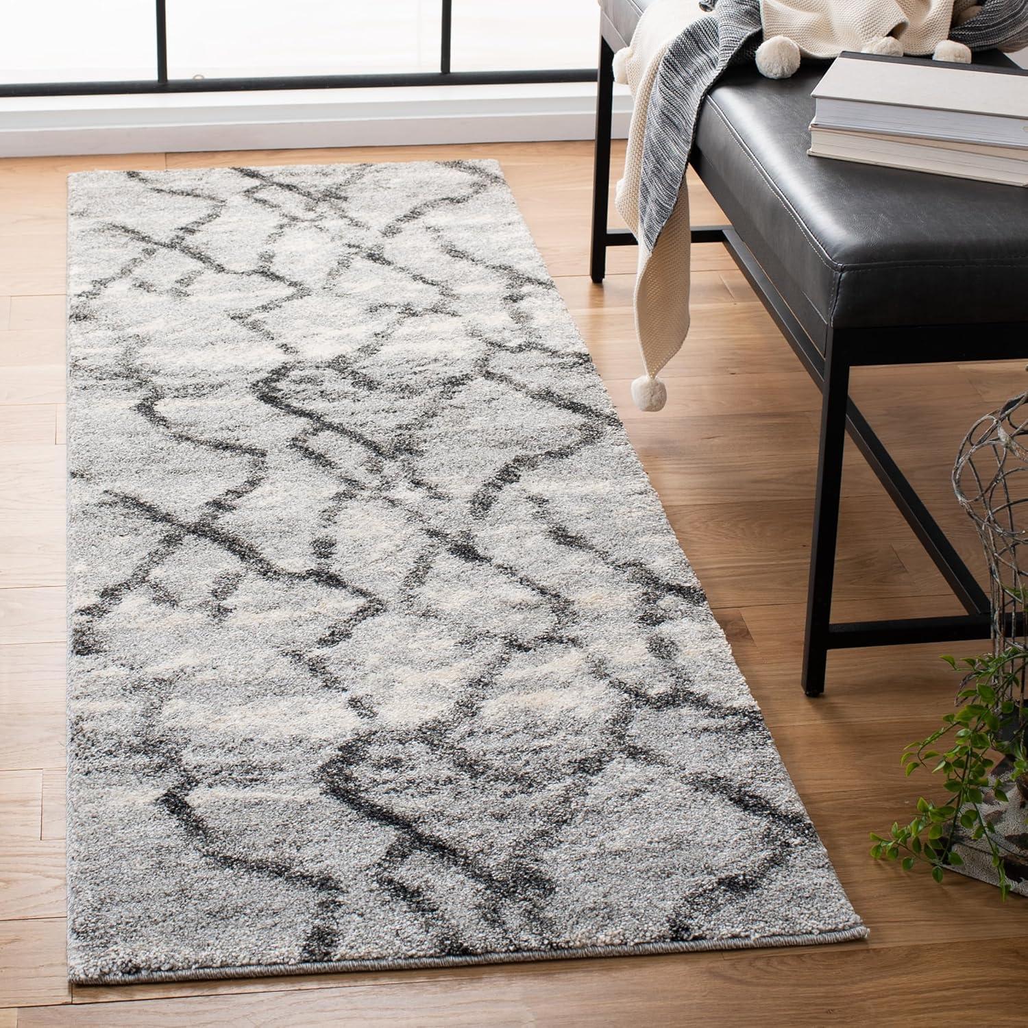 image:imageSAFAVIEH Retro Collection Area Rug 53 x 8 Blue amp Dark Blue Modern Abstract Design NonShedding amp Easy Care Ideal for High Traffic Areas in Living Room Bedroom RET21446570Light GreyBlack