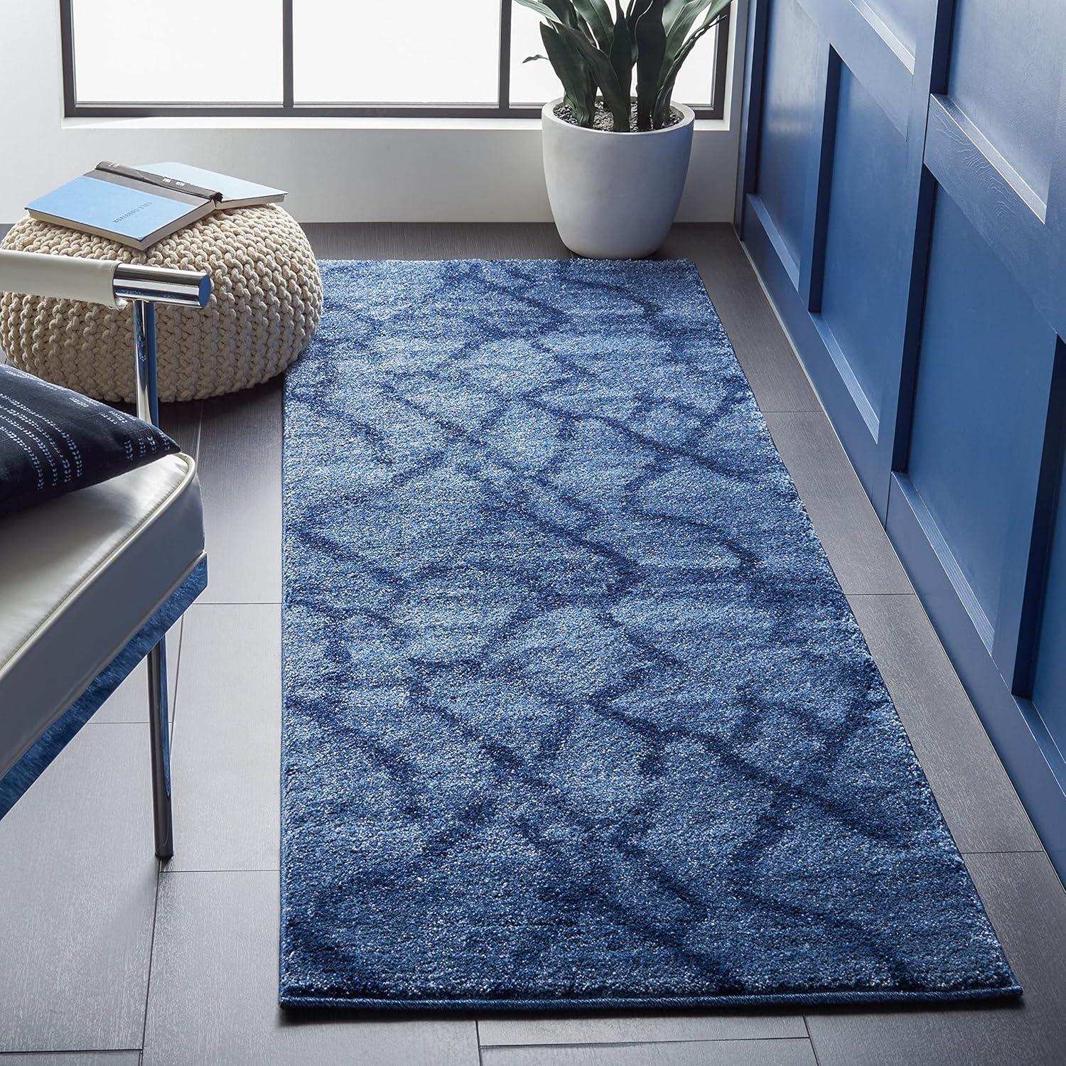 image:imageSAFAVIEH Retro Collection Area Rug 53 x 8 Blue amp Dark Blue Modern Abstract Design NonShedding amp Easy Care Ideal for High Traffic Areas in Living Room Bedroom RET21446570BlueDark Blue