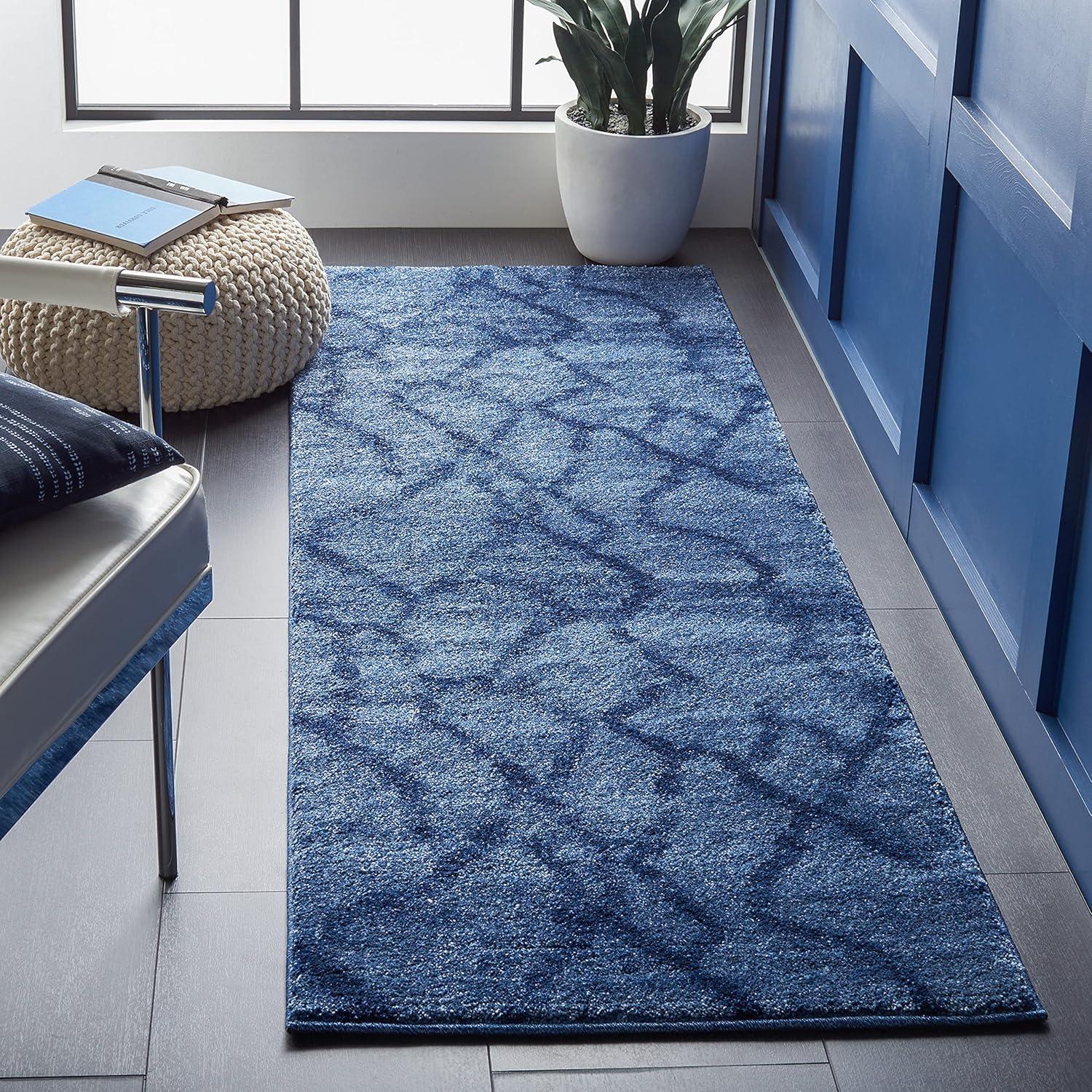 image:imageSAFAVIEH Retro Collection Area Rug 53 x 8 Blue amp Dark Blue Modern Abstract Design NonShedding amp Easy Care Ideal for High Traffic Areas in Living Room Bedroom RET21446570BlueDark Blue