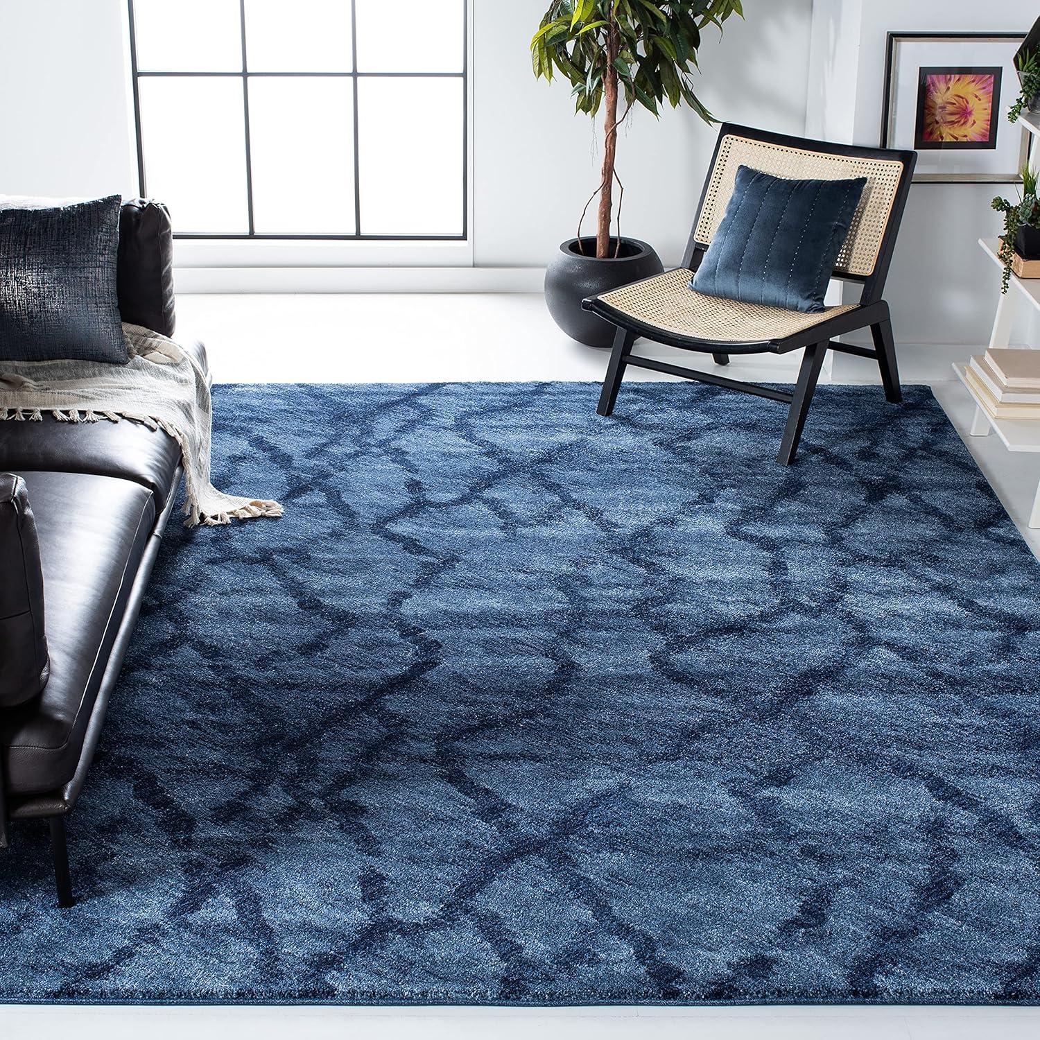 image:imageSAFAVIEH Retro Collection Area Rug 53 x 8 Blue amp Dark Blue Modern Abstract Design NonShedding amp Easy Care Ideal for High Traffic Areas in Living Room Bedroom RET21446570BlueDark Blue