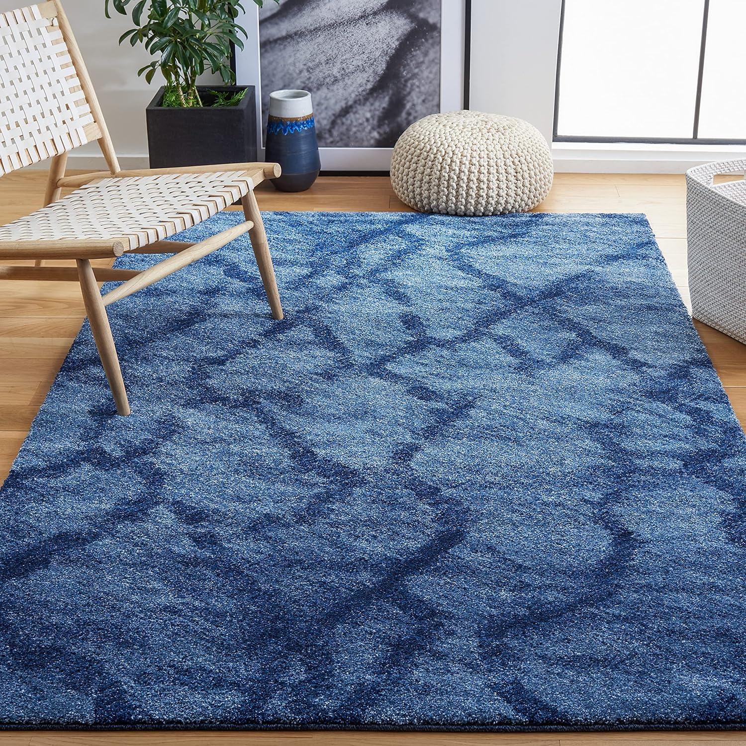 image:imageSAFAVIEH Retro Collection Area Rug 53 x 8 Blue amp Dark Blue Modern Abstract Design NonShedding amp Easy Care Ideal for High Traffic Areas in Living Room Bedroom RET21446570BlueDark Blue
