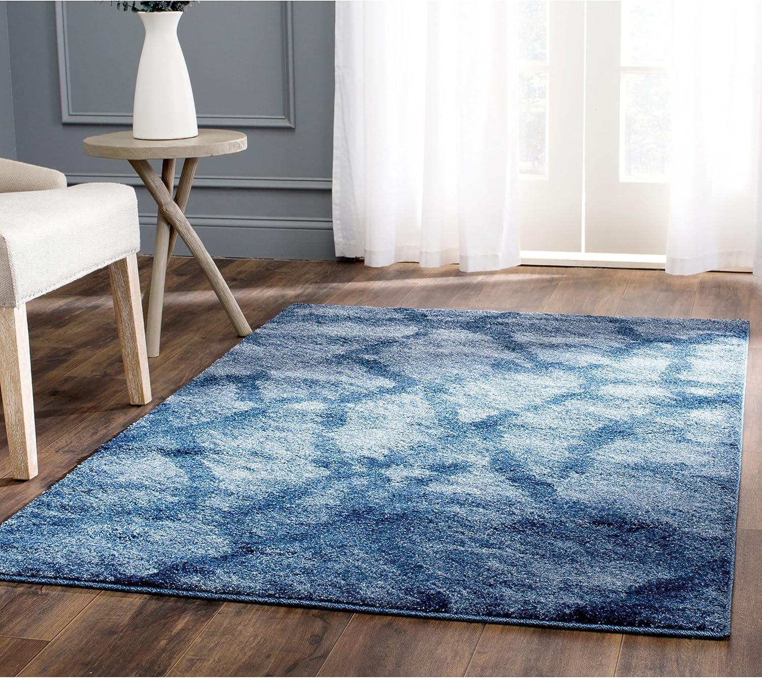 image:imageSAFAVIEH Retro Collection Area Rug 53 x 8 Blue amp Dark Blue Modern Abstract Design NonShedding amp Easy Care Ideal for High Traffic Areas in Living Room Bedroom RET21446570BlueDark Blue