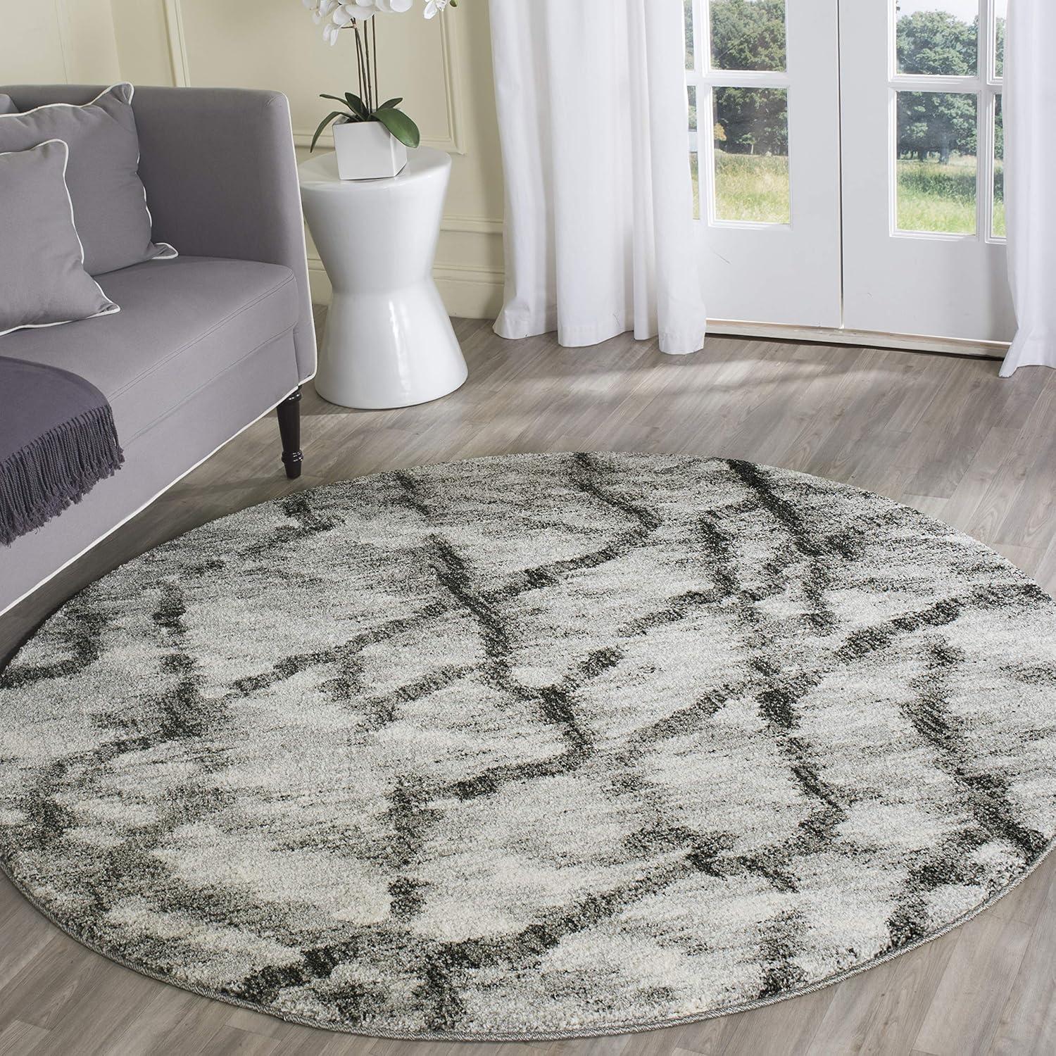 image:imageSAFAVIEH Retro Collection Area Rug 53 x 8 Blue amp Dark Blue Modern Abstract Design NonShedding amp Easy Care Ideal for High Traffic Areas in Living Room Bedroom RET21446570Light GreyBlack