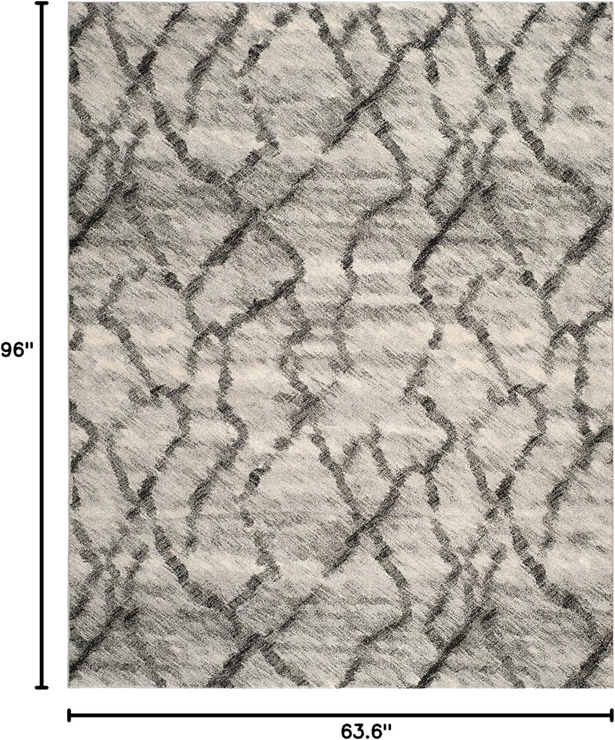 image:imageSAFAVIEH Retro Collection Area Rug 53 x 8 Blue amp Dark Blue Modern Abstract Design NonShedding amp Easy Care Ideal for High Traffic Areas in Living Room Bedroom RET21446570Light GreyBlack