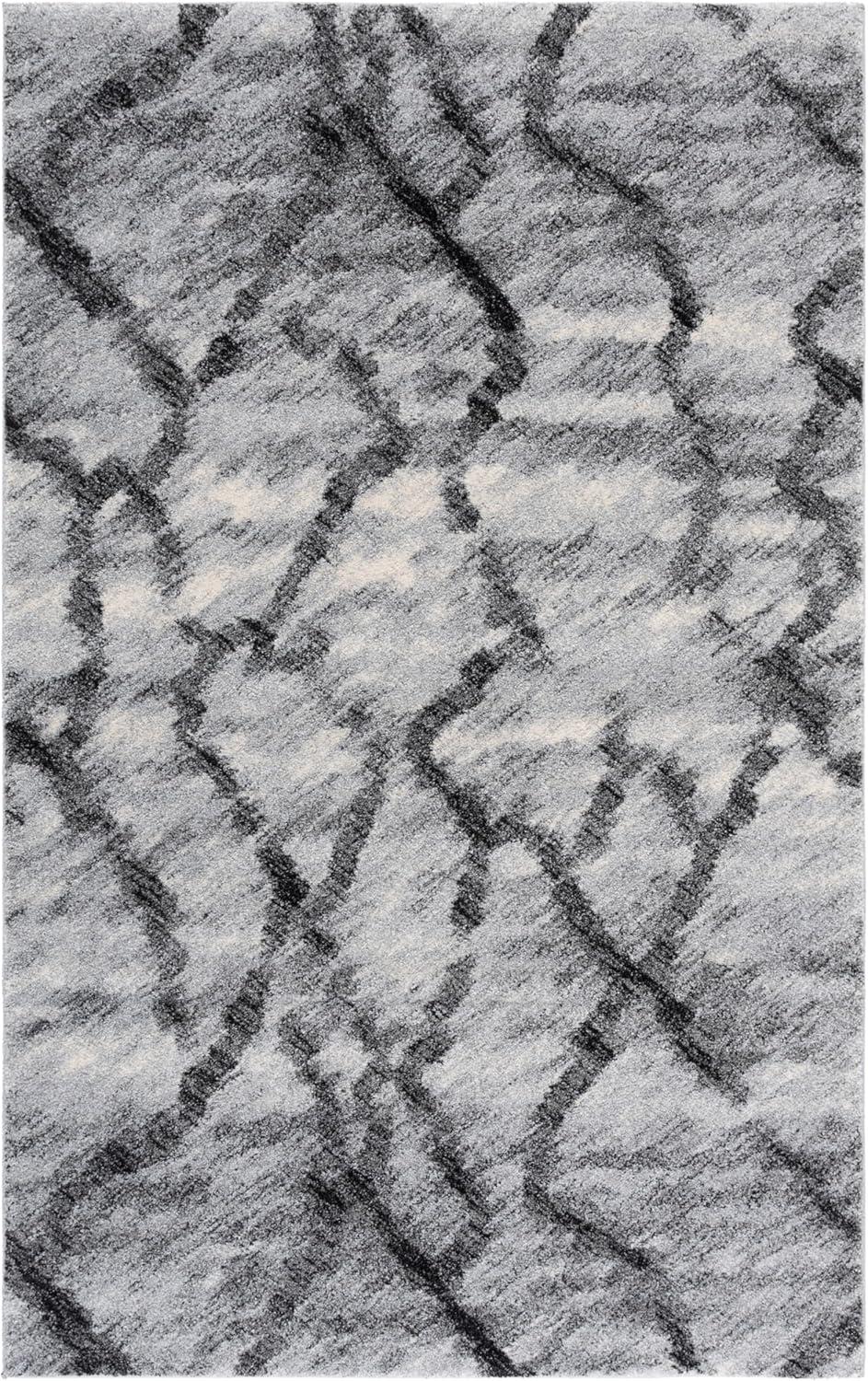 image:imageSAFAVIEH Retro Collection Area Rug 53 x 8 Blue amp Dark Blue Modern Abstract Design NonShedding amp Easy Care Ideal for High Traffic Areas in Living Room Bedroom RET21446570Light GreyBlack