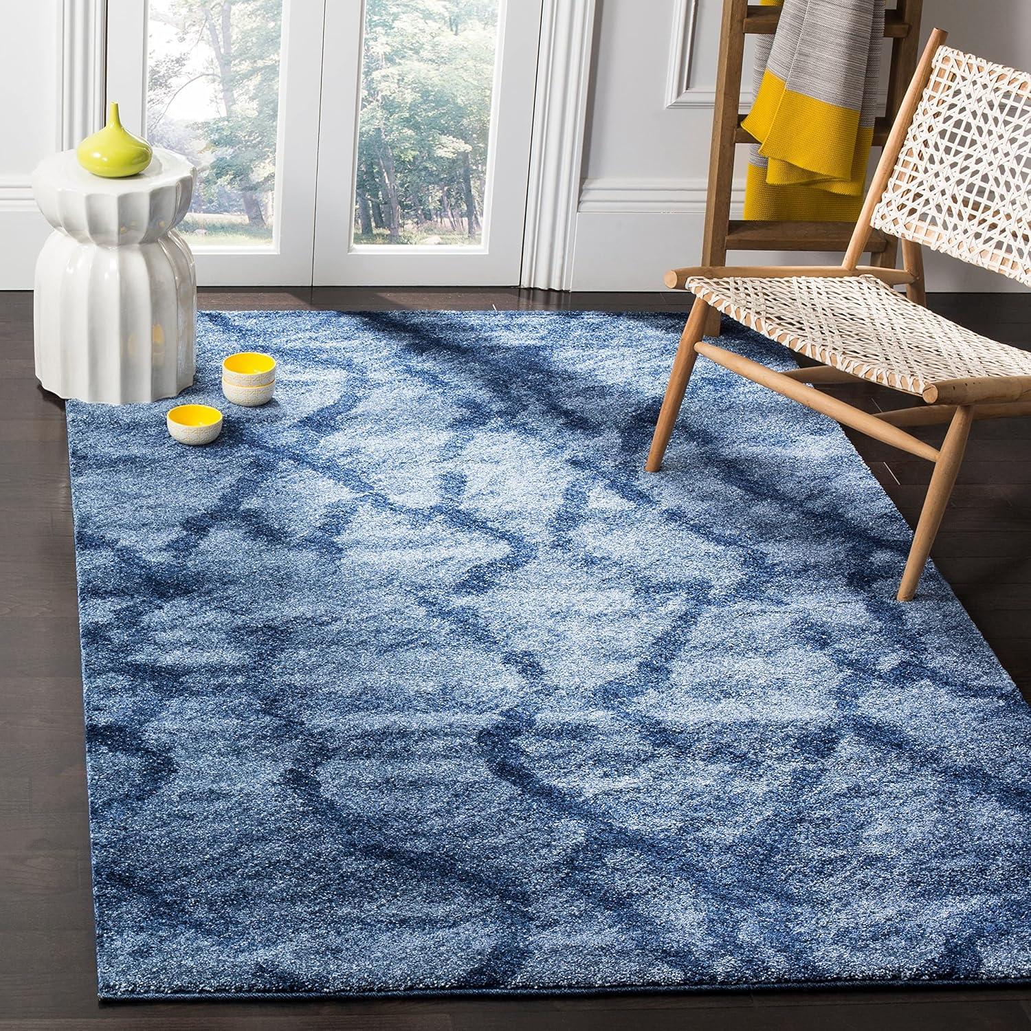 image:imageSAFAVIEH Retro Collection Area Rug 53 x 8 Blue amp Dark Blue Modern Abstract Design NonShedding amp Easy Care Ideal for High Traffic Areas in Living Room Bedroom RET21446570BlueDark Blue