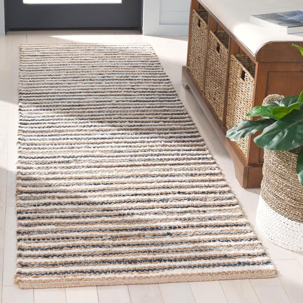 image:imageSAFAVIEH Area Rug 8x10 Cape Cod Collection Large Natural amp Green Geometric Design Ideal for Living Room Bedroom Office Dining Space CAP151YNaturalNavy