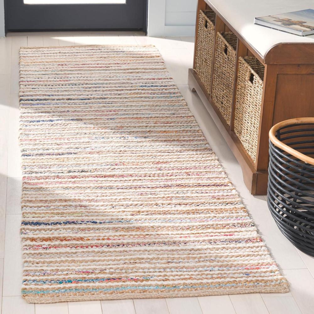image:imageSAFAVIEH Area Rug 8x10 Cape Cod Collection Large Natural amp Green Geometric Design Ideal for Living Room Bedroom Office Dining Space CAP151YNaturalRust