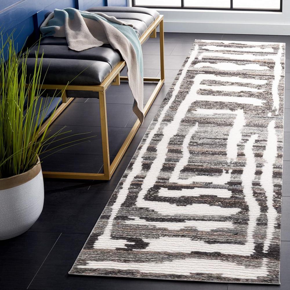 image:imageSAFAVIEH Area Rug 8x10  Casablanca Collection  Large  Ivory amp Grey HandKnotted New Zealand Wool Ideal for Living Room Bedroom Dining Space CSB541FIvoryCharcoal