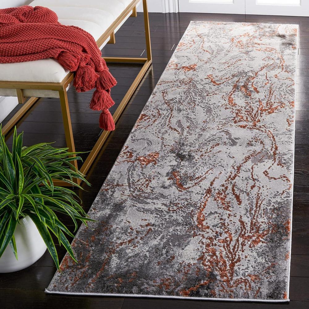 image:imageSAFAVIEH Area Rug 8x10  Craft Collection  Large  Grey amp Green Modern Abstract Design NonShedding amp Easy Cleaning Ideal for Living Room Bedroom Office Dining Space CFT864JGreyOrange