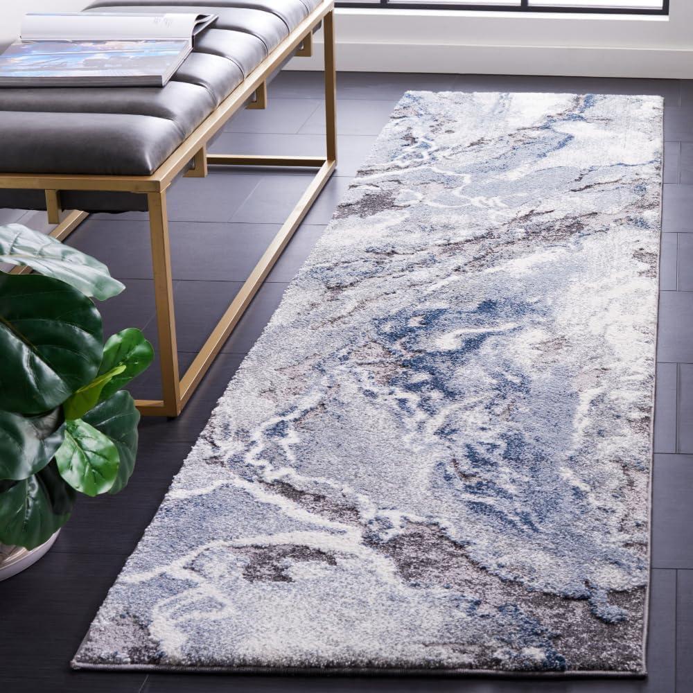 image:imageSAFAVIEH Area Rug 8x10 Cyrus Shag Collection Large Blue amp Beige Modern Abstract Design NonShedding amp Easy Cleaning Ideal for Living Room Bedroom Office Dining Space CYR121MIvoryBlue