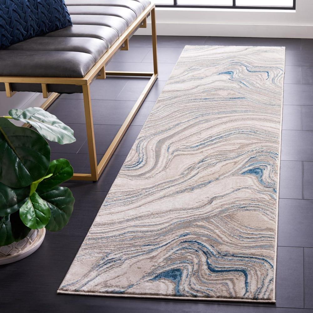 image:imageSAFAVIEH Area Rug 8x10 Meadow Collection Large Rust amp Ivory Modern Abstract Design NonShedding amp Easy Cleaning Ideal for Living Room Bedroom Office Dining Space MDW564PBeigeBlue