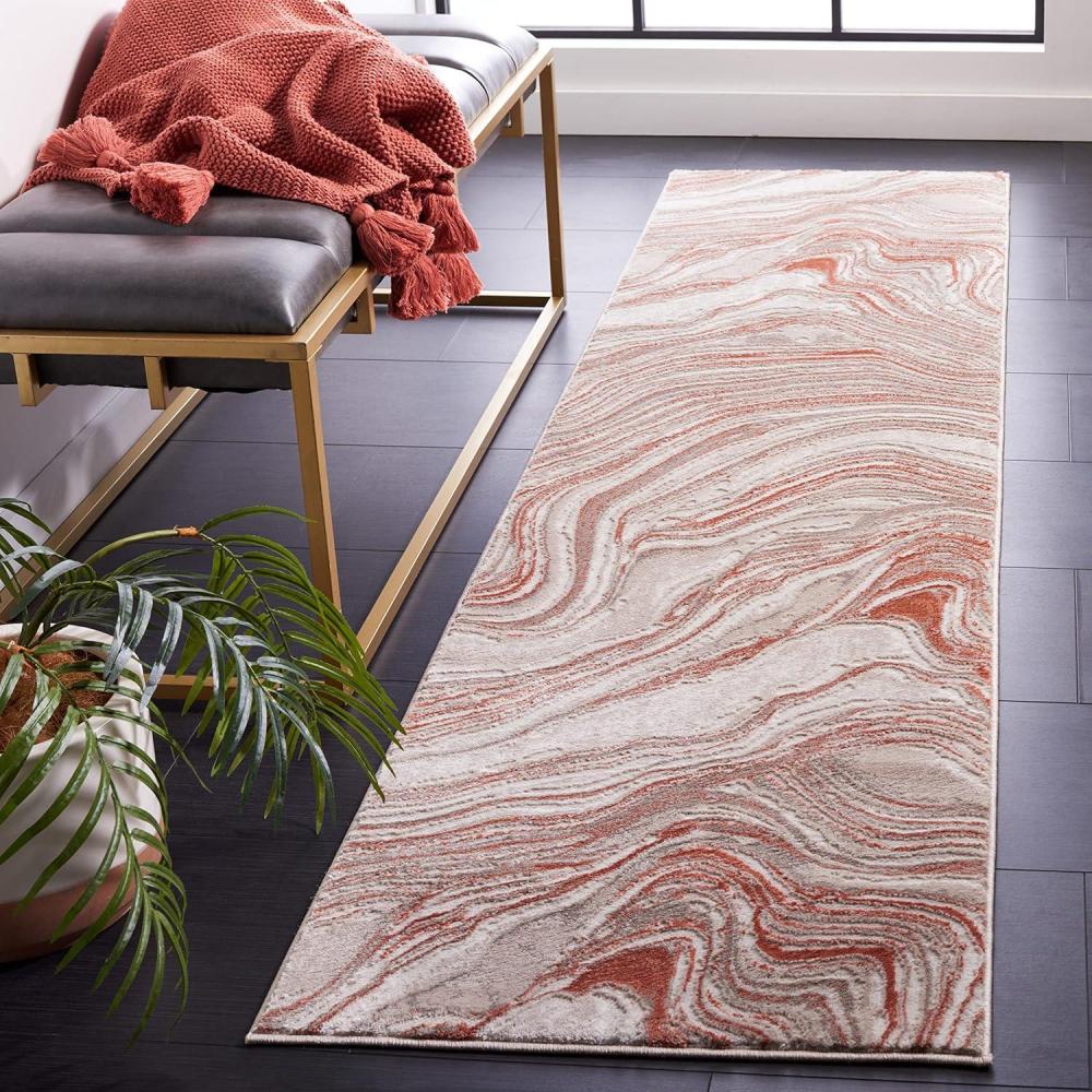 image:imageSAFAVIEH Area Rug 8x10  Meadow Collection  Large  Rust amp Ivory Modern Abstract Design NonShedding amp Easy Cleaning Ideal for Living Room Bedroom Office Dining Space MDW564PRustIvory