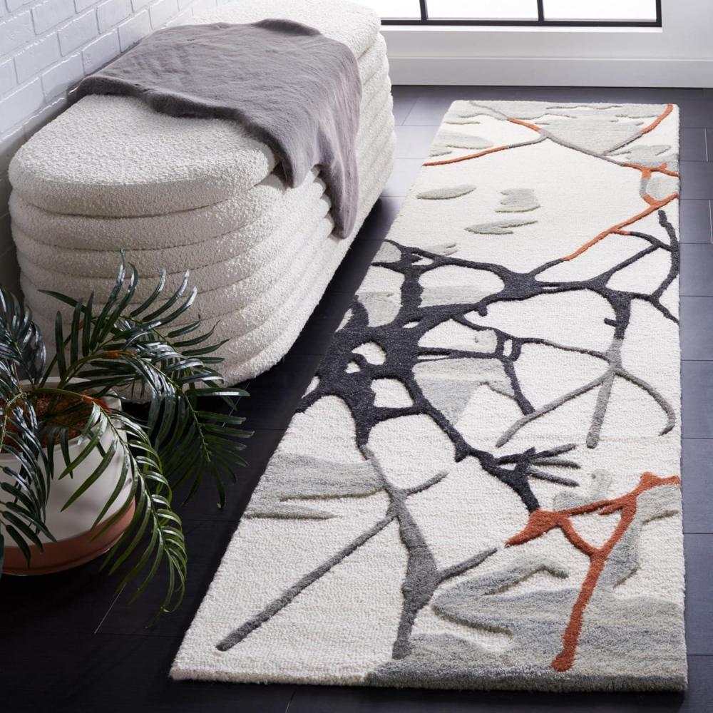 image:imageSAFAVIEH Area Rug 8x10 Metro Collection Large Ivory amp Grey Handmade Wool Ideal for Living Room Bedroom Office Dining Space MET884FIvoryGrey