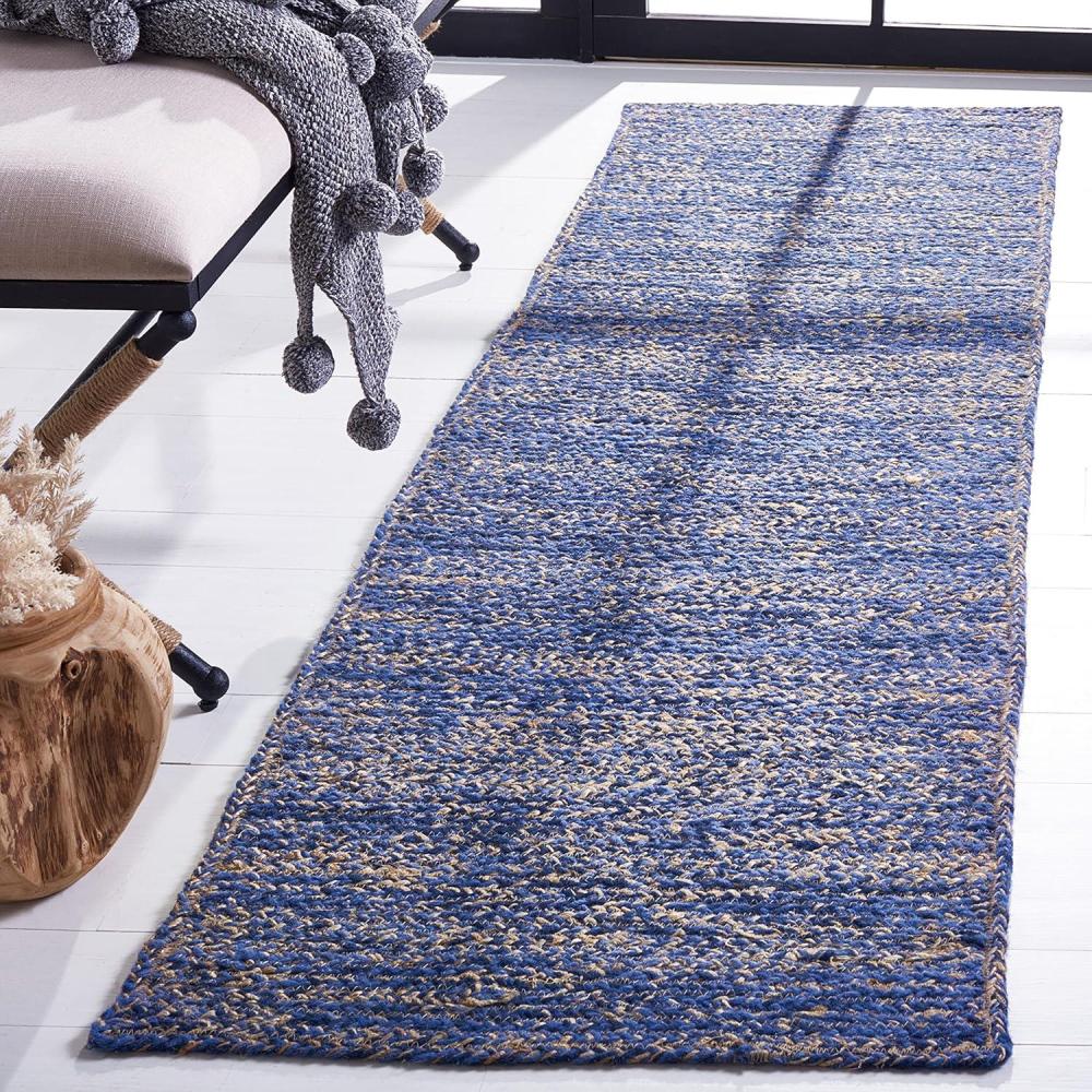image:imageSAFAVIEH Area Rug 8x10  Natural Fiber Collection  Large  Black amp Natural Handmade Wool amp Jute Ideal for Living Room Bedroom Dining Space NFB950ZBlueNatural