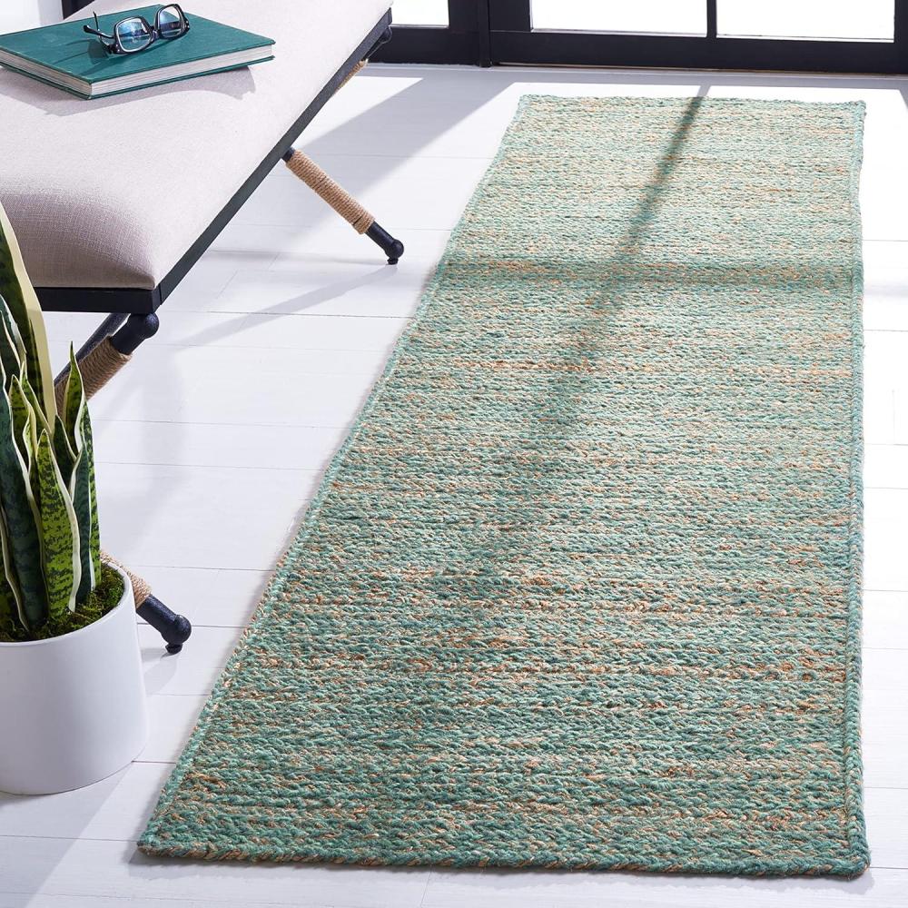 image:imageSAFAVIEH Area Rug 8x10 Natural Fiber Collection Large Black amp Natural Handmade Wool amp Jute Ideal for Living Room Bedroom Dining Space NFB950ZGreenNatural