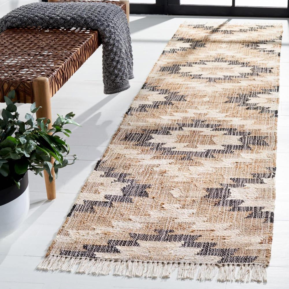 image:imageSAFAVIEH Area Rug 8x10 Natural Fiber Collection Large Natural amp Black Handmade Jute Boho Style Ideal for Living Room Bedroom Dining Space NFB401ANaturalBlack