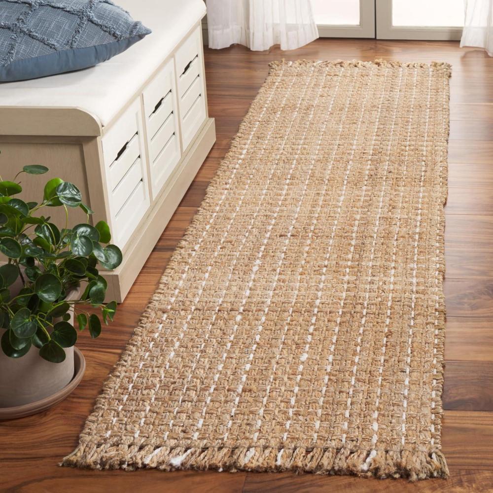 image:imageSAFAVIEH Area Rug 8x10 Natural Fiber Collection Large Natural amp Bleach Handmade Jute Rustic Farmhouse Style Ideal for Living Room Bedroom Dining Space NF813ANaturalBleach