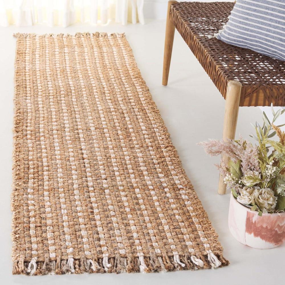 image:imageSAFAVIEH Area Rug 8x10 Natural Fiber Collection Large Natural amp Bleach Handmade Jute Rustic Farmhouse Style Ideal for Living Room Bedroom Dining Space NF815ANaturalBleach