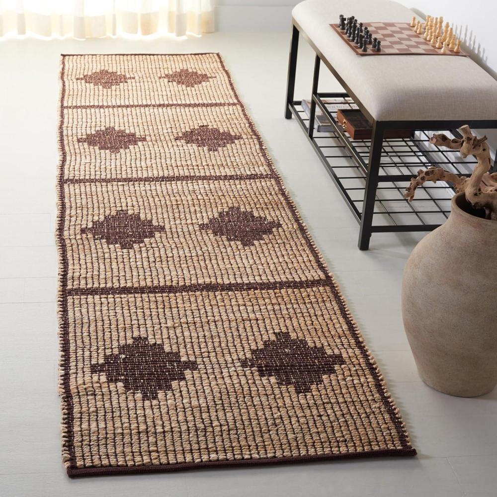 image:imageSAFAVIEH Area Rug 8x10 Natural Fiber Collection Large Natural amp Brown Handmade Jute Ideal for Living Room Bedroom Dining Space NF878ANaturalBrown