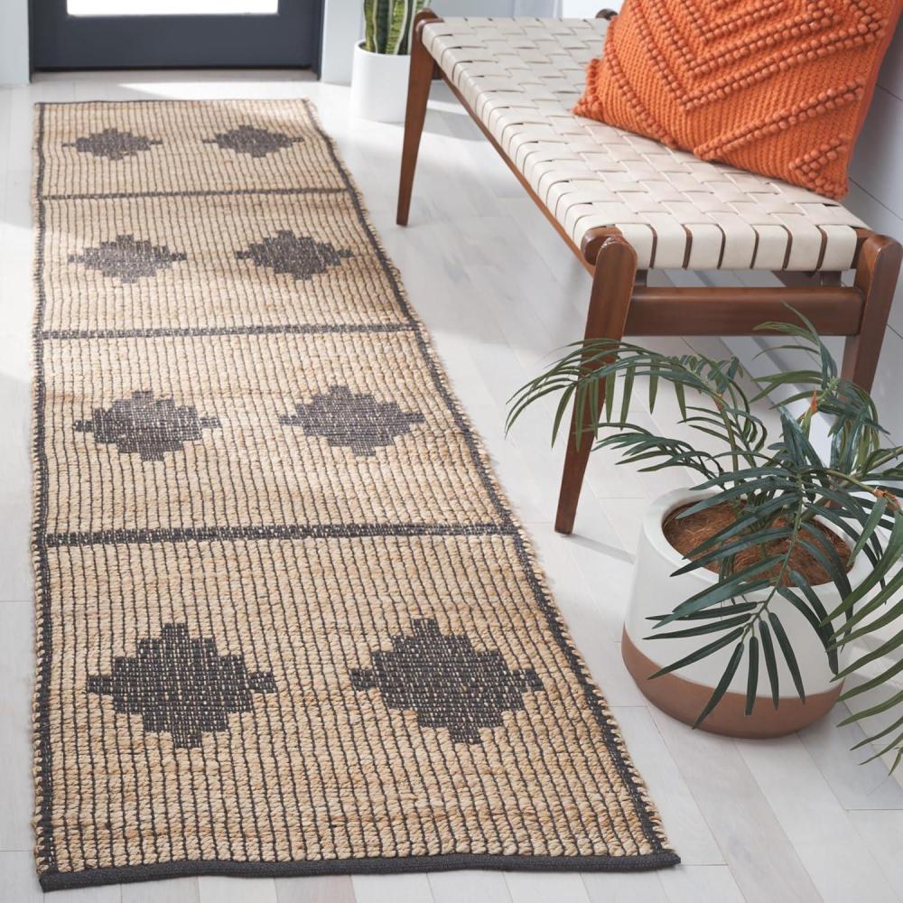 image:imageSAFAVIEH Area Rug 8x10  Natural Fiber Collection  Large  Natural amp Brown Handmade Jute Ideal for Living Room Bedroom Dining Space NF878ANaturalGrey