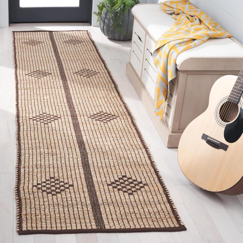 image:imageSAFAVIEH Area Rug 8x10  Natural Fiber Collection  Large  Natural amp Brown Handmade Jute Ideal for Living Room Bedroom Dining Space NF899ANaturalBrown