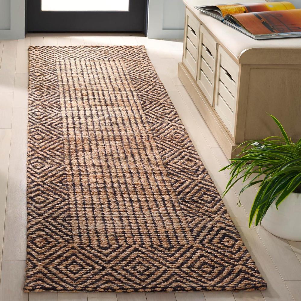 image:imageSAFAVIEH Area Rug 8x10  Natural Fiber Collection  Large  Natural amp Brown Hemp Ideal for Living Room Bedroom Dining Space NF565ANaturalBrown