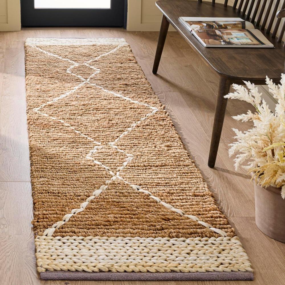 image:imageSAFAVIEH Area Rug 8x10  Natural Fiber Collection  Large  Natural amp Ivory Handmade Jute Farmhouse Moroccan Boho Rustic Style Ideal for Living Room Bedroom Dining Space NF952ANaturalIvory