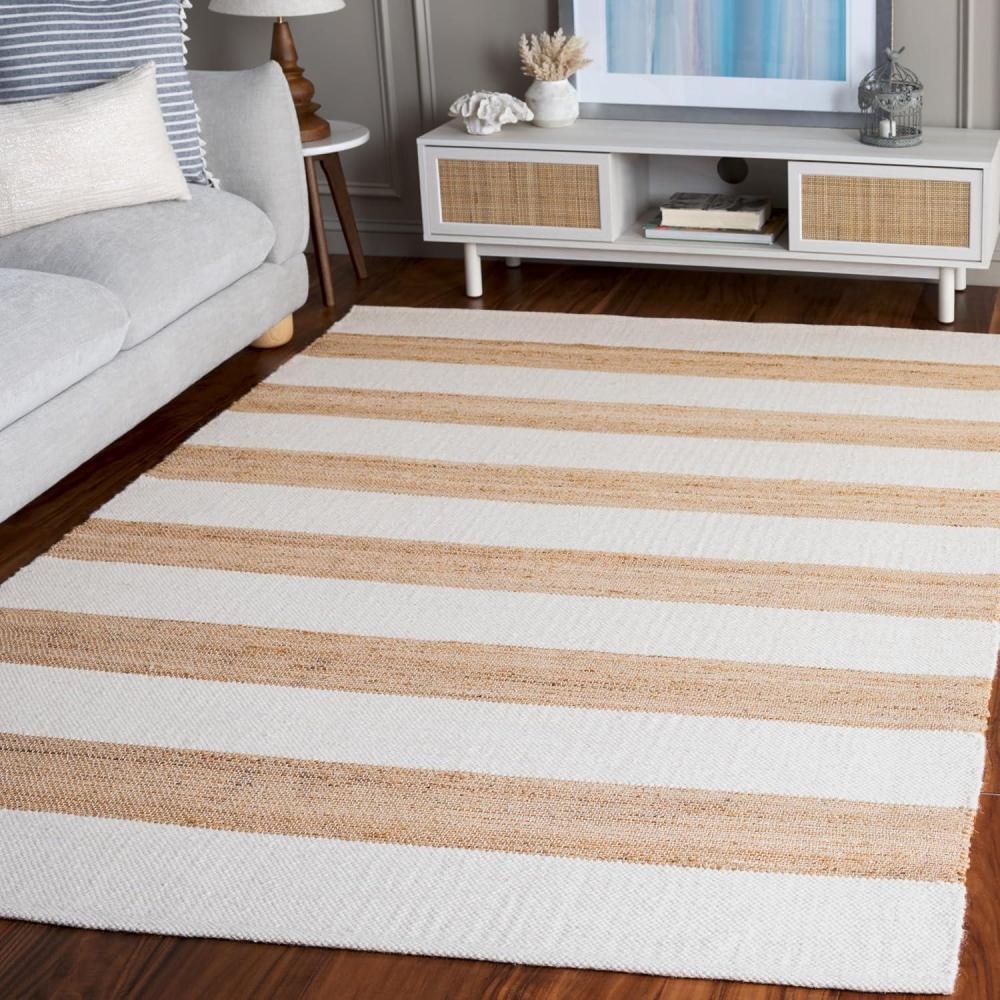 image:imageSAFAVIEH Area Rug 8x10 Natural Fiber Collection Large Natural amp Ivory Handmade Jute Ideal for Living Room Bedroom Dining Space NF609ANaturalIvory