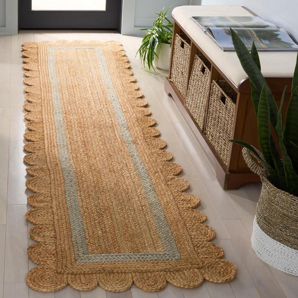 image:imageSAFAVIEH Area Rug 8x10  Natural Fiber Collection  Large  Natural amp Ivory Handmade Jute Rustic Farmhouse Style Ideal for Living Room Bedroom Dining Space NF896ANaturalLight Blue