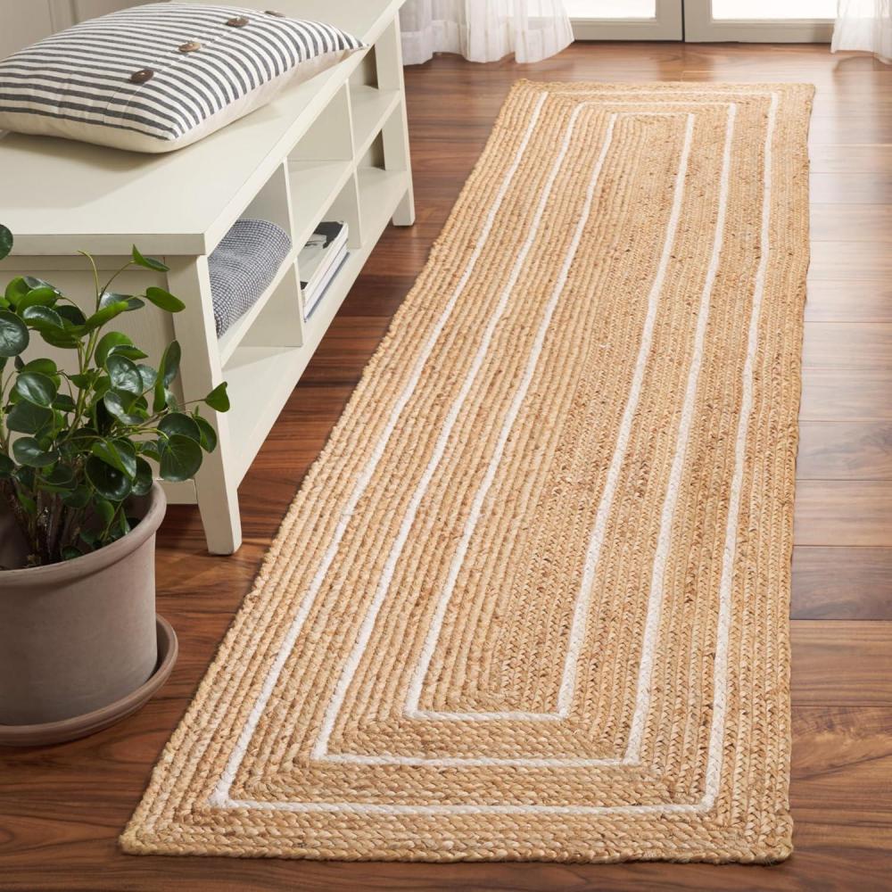 image:imageSAFAVIEH Area Rug 8x10 Natural Fiber Collection Large Natural amp Ivory Handmade Jute Rustic Farmhouse Style Ideal for Living Room Bedroom Dining Space NF892ANaturalIvory
