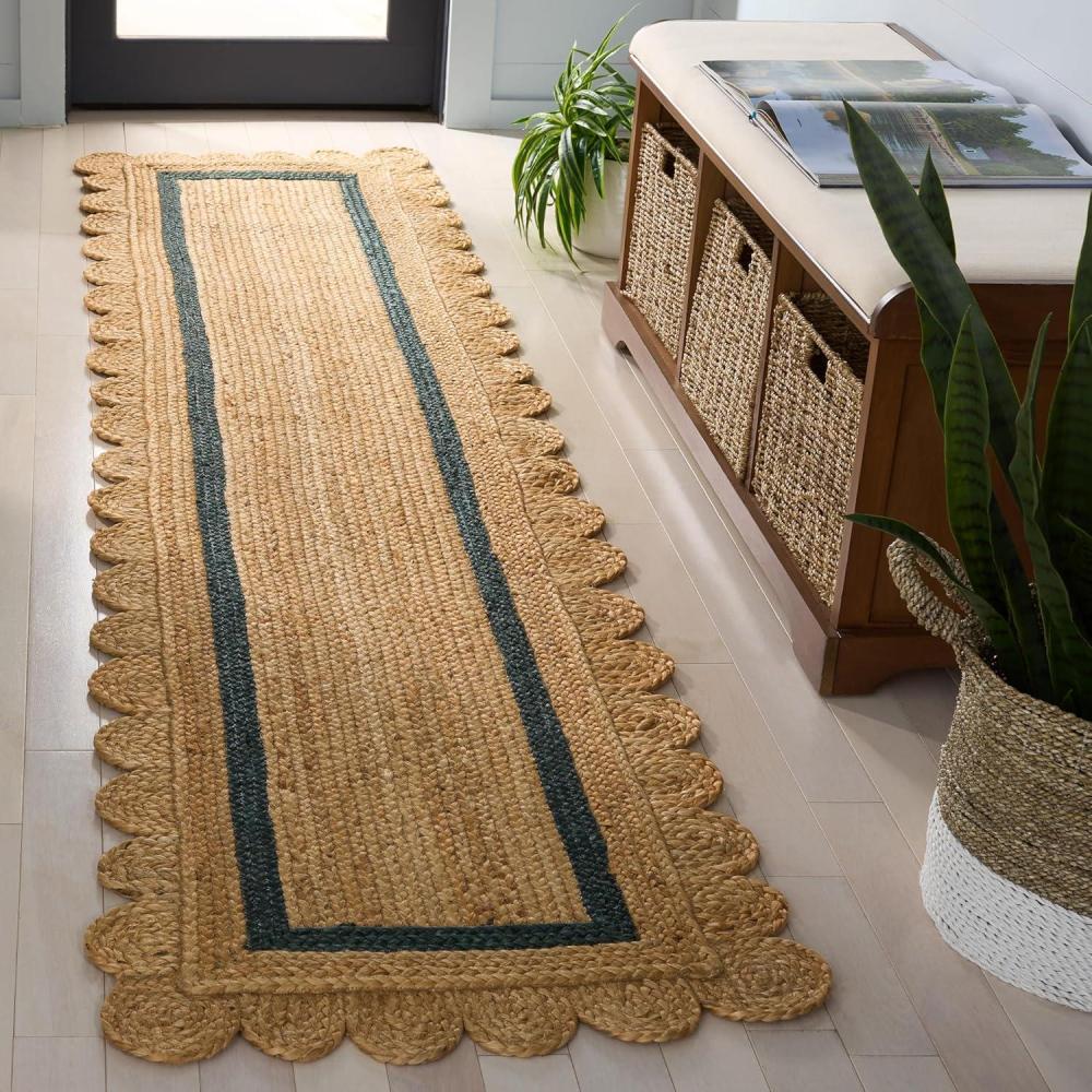 image:imageSAFAVIEH Area Rug 8x10  Natural Fiber Collection  Large  Natural amp Ivory Handmade Jute Rustic Farmhouse Style Ideal for Living Room Bedroom Dining Space NF896ANaturalDark Green